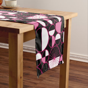 Chemin De Table Court Mi-siècle Cercles modernes Moitié rose noir
