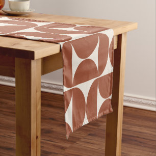 Chemin De Table Court Mi-siècle Moderne Motif rouille Terracotta