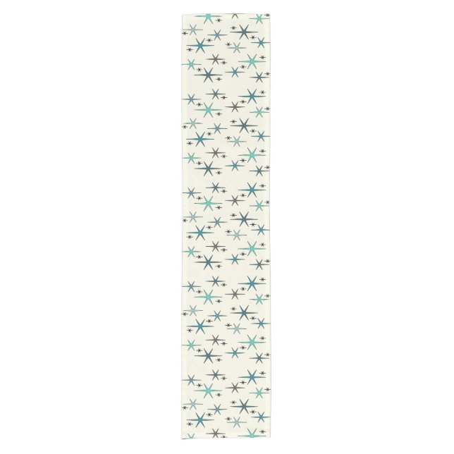 Chemin De Table Court Mid Century Modern Star Sky Turquoise (Devant)