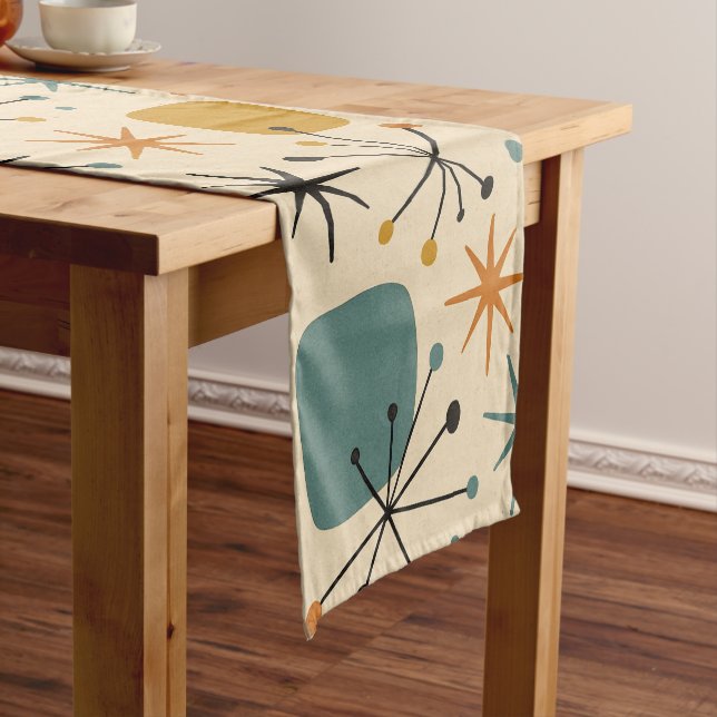 Chemin De Table Court Mid Century Modern Starburst Pattern (In Situ)