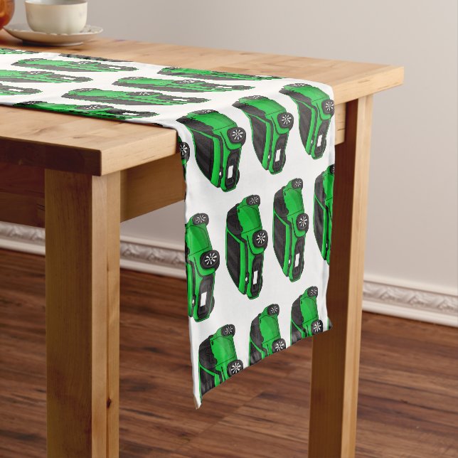 Chemin De Table Court Mignonne micro-voiture verte (In Situ)