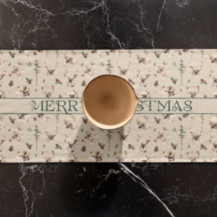 Chemin De Table Court Monogramme de nom de famille de ferme rustique