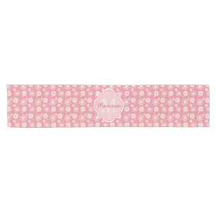 Chemin De Table Court Monogramme Fille Fleurs de marais roses mignonnes