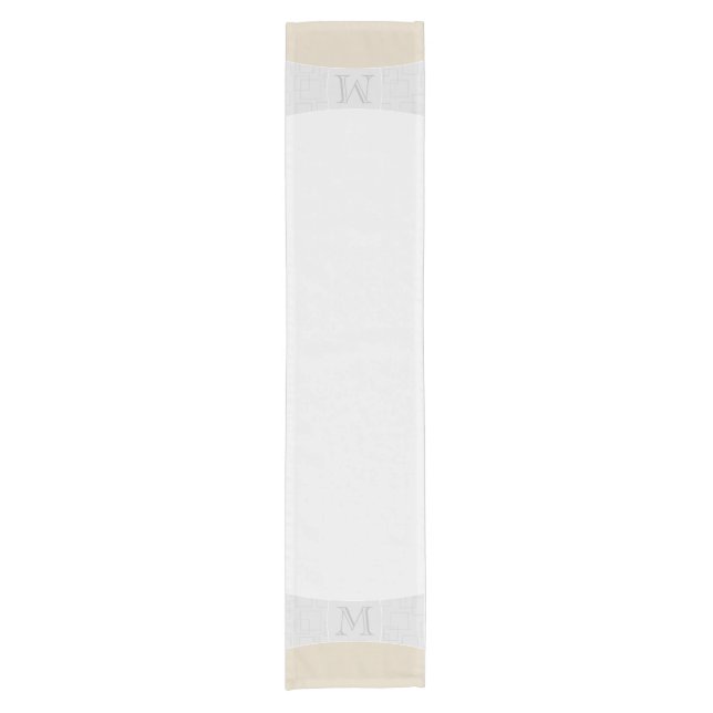 Chemin De Table Court Monogramme minimal argent/gris/or (Devant)