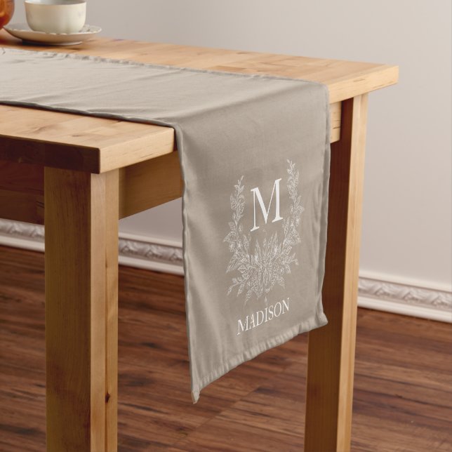 Chemin De Table Court Monogramme rustique Grullo personnalisé initial (In Situ)