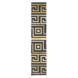 Chemin De Table Court Mosaïque grecque méandre grecque clé noire et o
