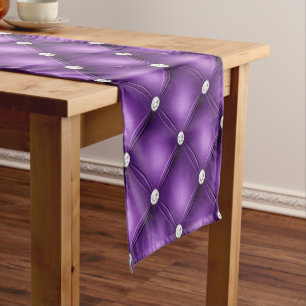Chemin De Table Court Motif à touffes de diamant violet de luxe