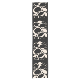 Chemin De Table Court Motif Abstrait Crème Noir Élégant Moderne