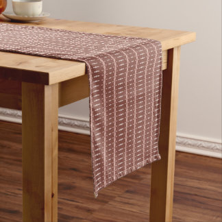 Chemin De Table Court motif africain, géométrique, motif, marron, modern