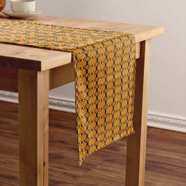 Chemin De Table Court motif africain, géométrique, motif, marron, modern (In Situ)