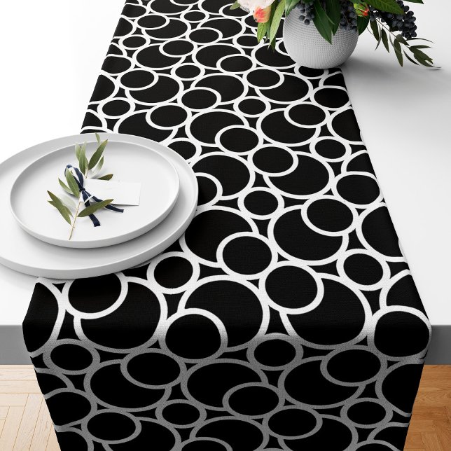 Chemin De Table Court Motif Cercle noir et blanc (Créateur téléchargé)
