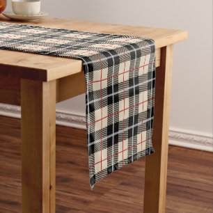 Chemin De Table Court Motif chic de plaid de tartan de chameau de