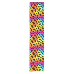 Chemin De Table Court Motif coloré Rainbow Cheetah sans couture