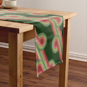 Chemin De Table Court Motif d'art abstrait funky rétro chic avec vagues