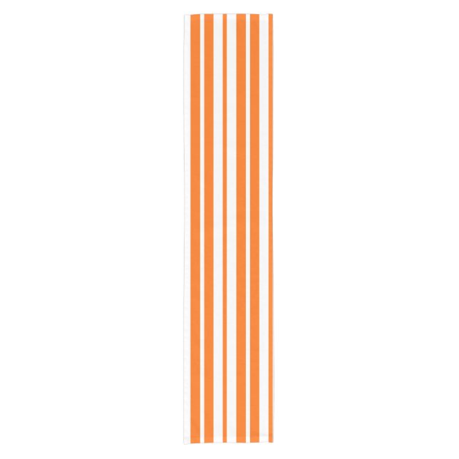 Chemin De Table Court Motif de bandes verticales blanches orange (Devant)