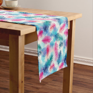 Chemin De Table Court Motif de brindilles Turquoise, rose et violet colo