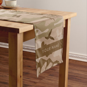 Chemin De Table Court Motif de camouflage du désert, Votre nom, Personna