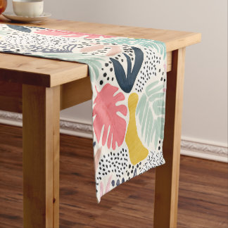 Chemin De Table Court Motif de feuille de palme tropicale coloré