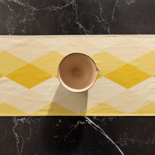 Chemin De Table Court Motif de forme Rhombus à teinte jaune