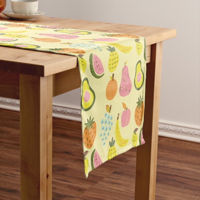 Chemin De Table Court Motif de fruits tropicaux modernes et lumineux (In Situ)