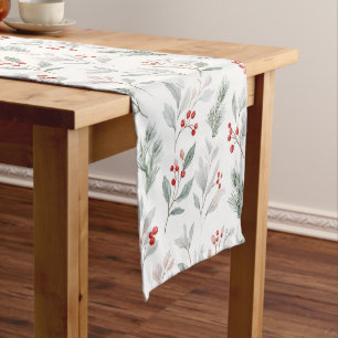 Chemin De Table Court Motif de gui et de baies de houx
