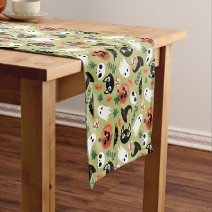 Chemin De Table Court Motif de l'Halloween noir et blanc Citrouille