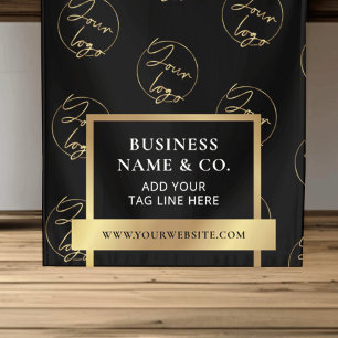 Chemin De Table Court Motif de logo noir et or d'affaires