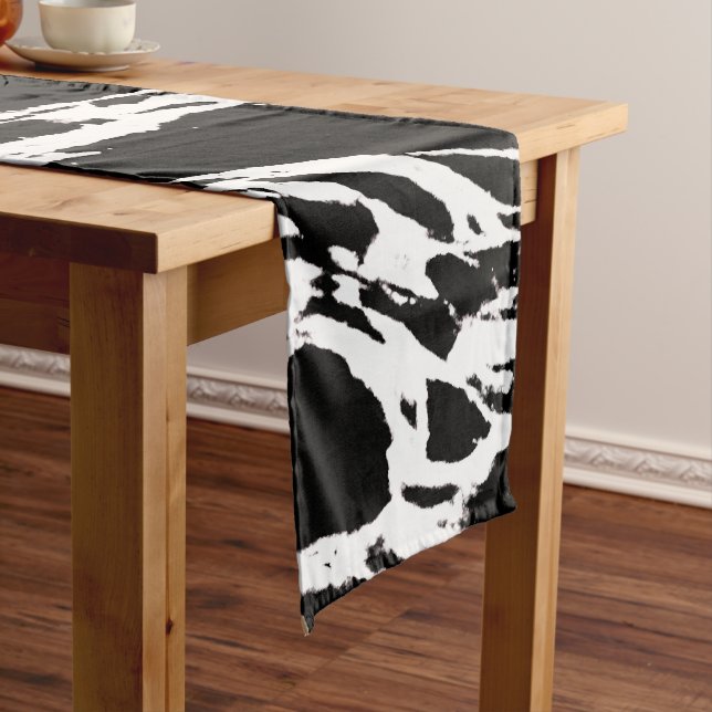 Chemin De Table Court Motif de marbre audacieux noir et blanc moderne (In Situ)