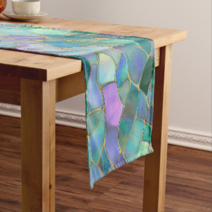 Chemin De Table Court Motif de mosaïque en verre coloré pastel