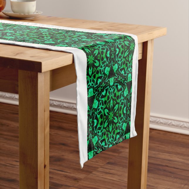 Chemin De Table Court Motif de parties scintillant géométrique vert (In Situ)