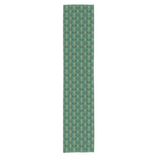 Chemin De Table Court Motif de plumes de paon en vert émeraude et or