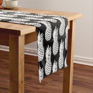 Chemin De Table Court Motif de table noir et blanc ananas