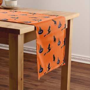 Chemin De Table Court Motif d'Halloween sur orange