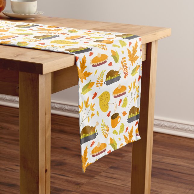 Chemin De Table Court Motif d'images de nourriture de Thanksgiving (In Situ)
