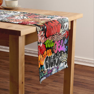 Chemin De Table Court Motif dynamique urbain d'art de graffiti d'art de
