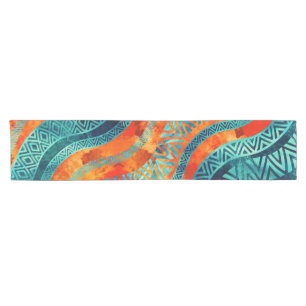 Chemin De Table Court Motif ethnique tribal onduleux de Boho