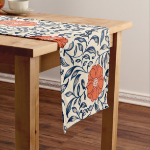 Chemin De Table Court Motif floral sans couture avec fleur orange vibran
