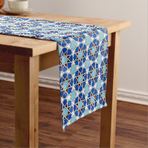 Motif géométrique marocain blanc bleu islamique
