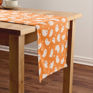 Chemin De Table Court Motif Orange Ghost Doodle