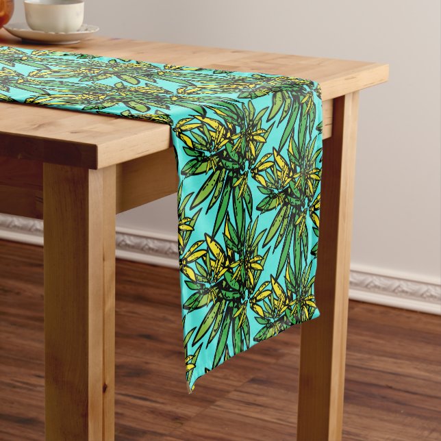 Chemin De Table Court Motif Plante Tropical Exotic (In Situ)