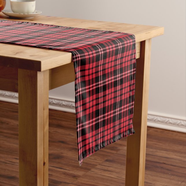 Chemin De Table Court Motif plat classique rouge Tartan (In Situ)