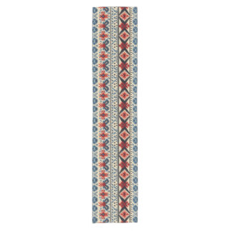 Chemin De Table Court Motif rayé de broderie folklorique traditionnelle