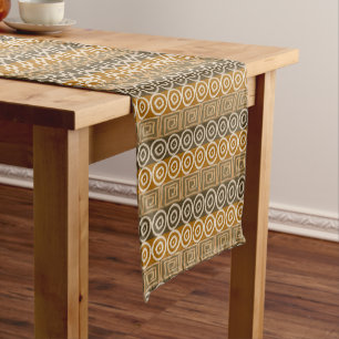 Chemin De Table Court Motif tribal africain ethnique de main-dessin