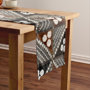 Chemin De Table Court Motif vintage de la tribu Tapa de Fidji