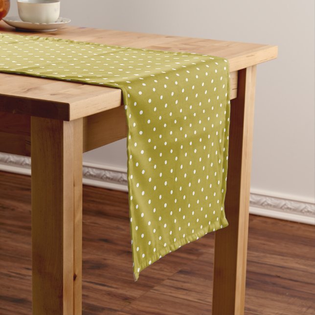 Chemin De Table Court  Mustard yellow white polka dots pattern  (In Situ)