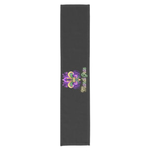 Chemin De Table Court Neon Mardi Gras Fleur de lis coloré