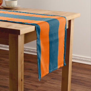Chemin De Table Court Neon Sunset Orange et Ocean Blue Cool strié