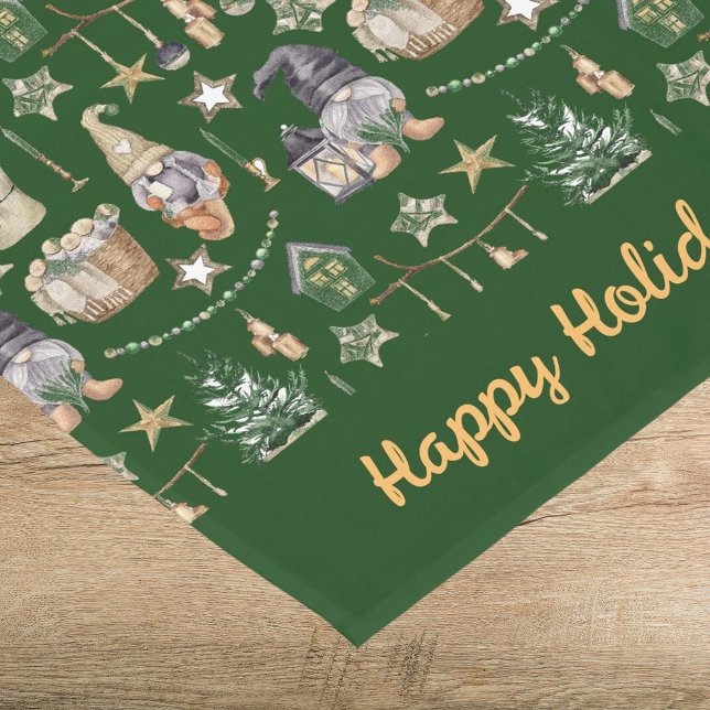 Chemin De Table Court Noël gnomes vert nordique style ferme (Créateur téléchargé)