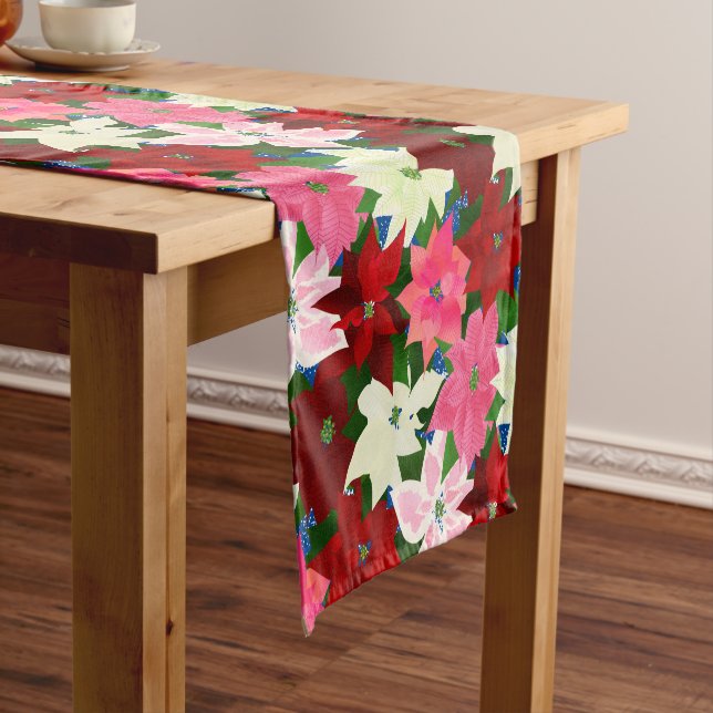 Chemin De Table Court Noël Poinsettia multicolore (In Situ)