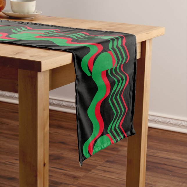 CHEMIN DE TABLE COURT NOIR ROUGE ET VERT (In Situ)